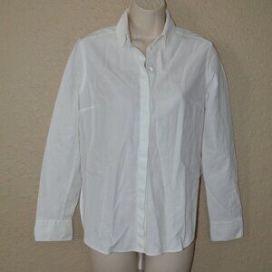 Sz 4 Dion Lee White Textured Cotton Long Sleeve Blouse